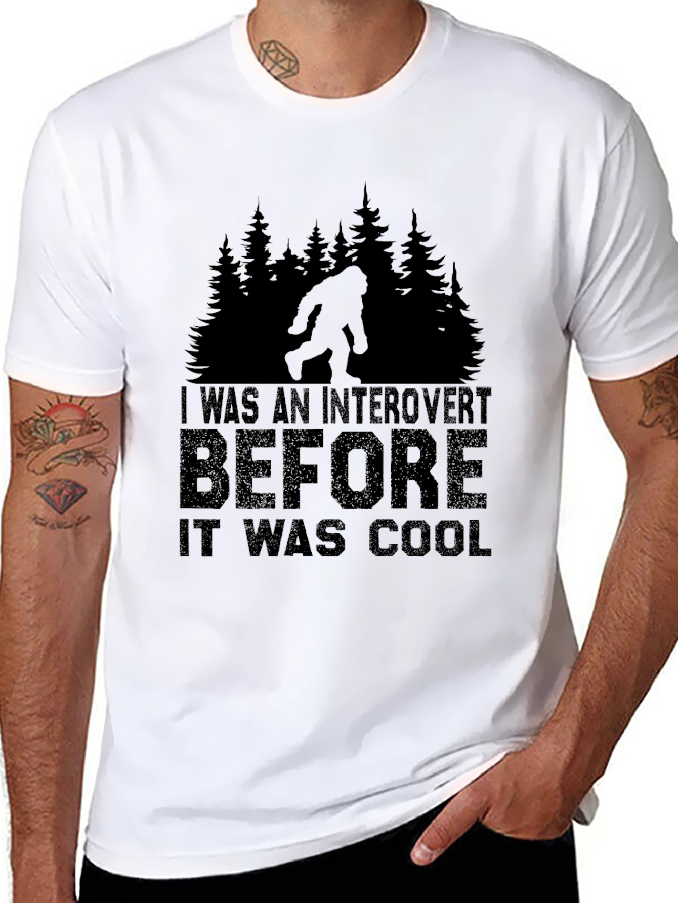 Introvert Before Cool Bigfoot Black T-Shirt