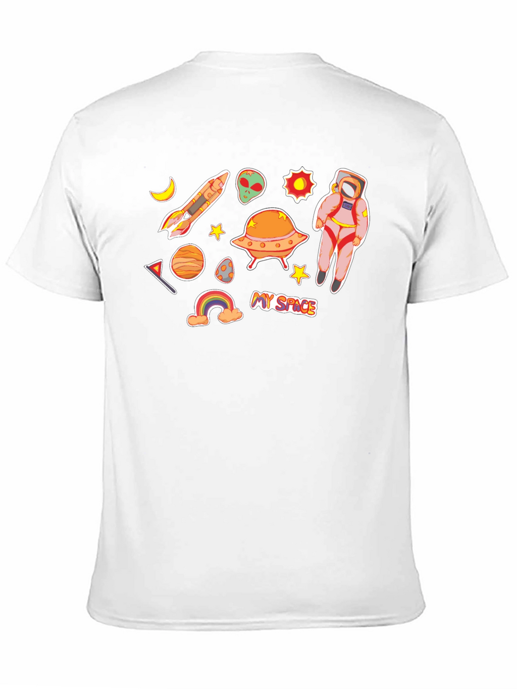 My Space Black T-Shirt Astronaut Alien UFO