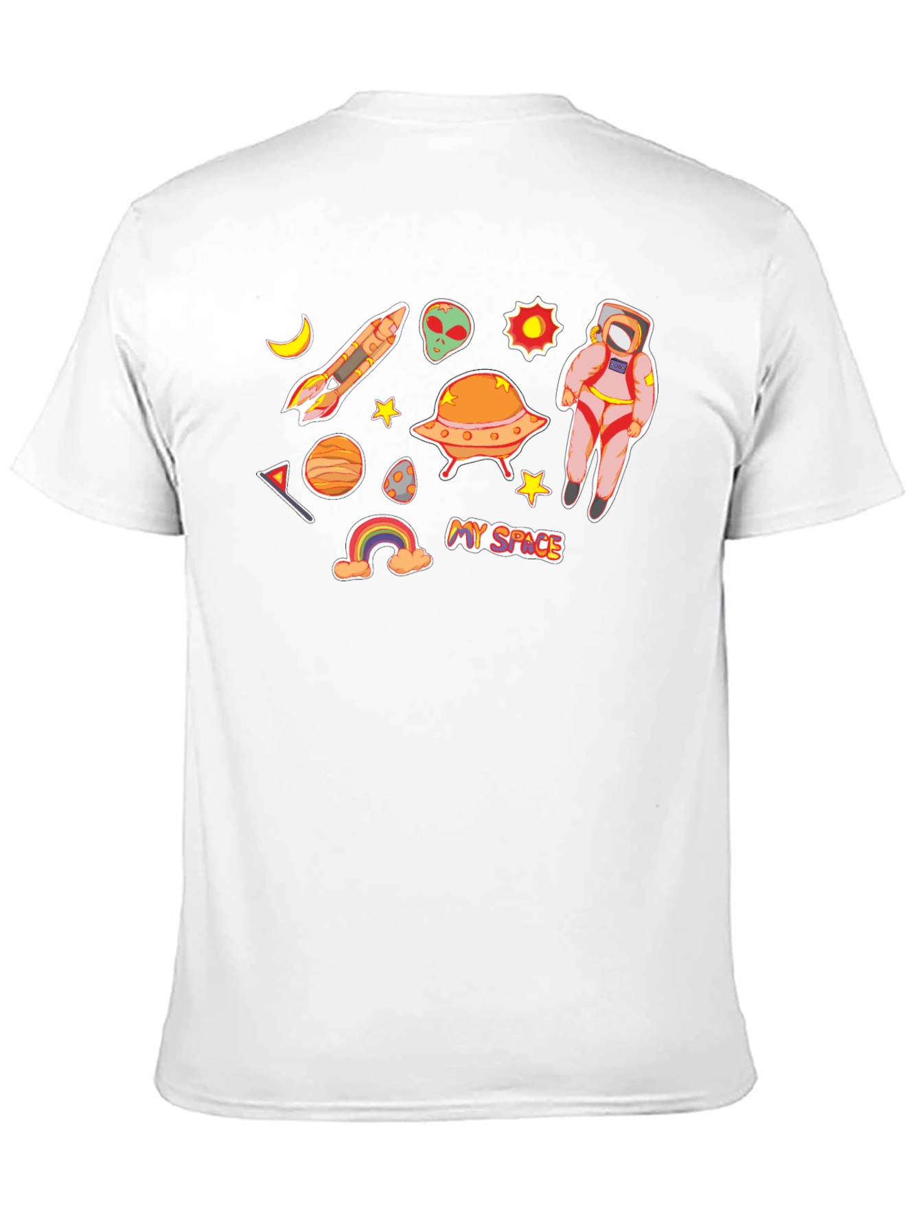 My Space Black T-Shirt Astronaut Alien UFO