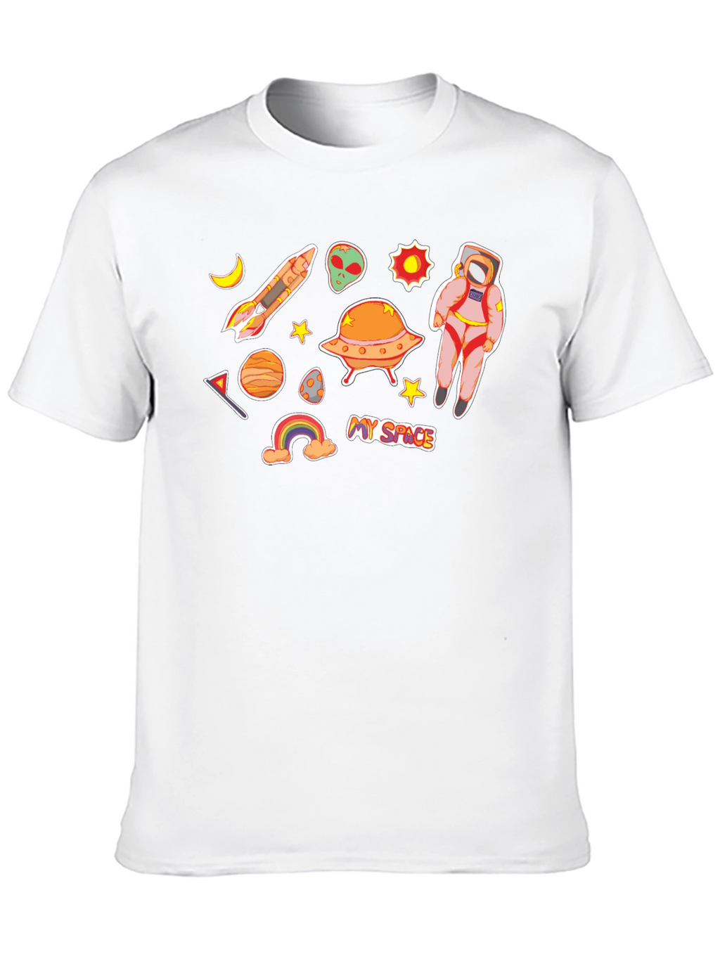 My Space Black T-Shirt Astronaut Alien UFO