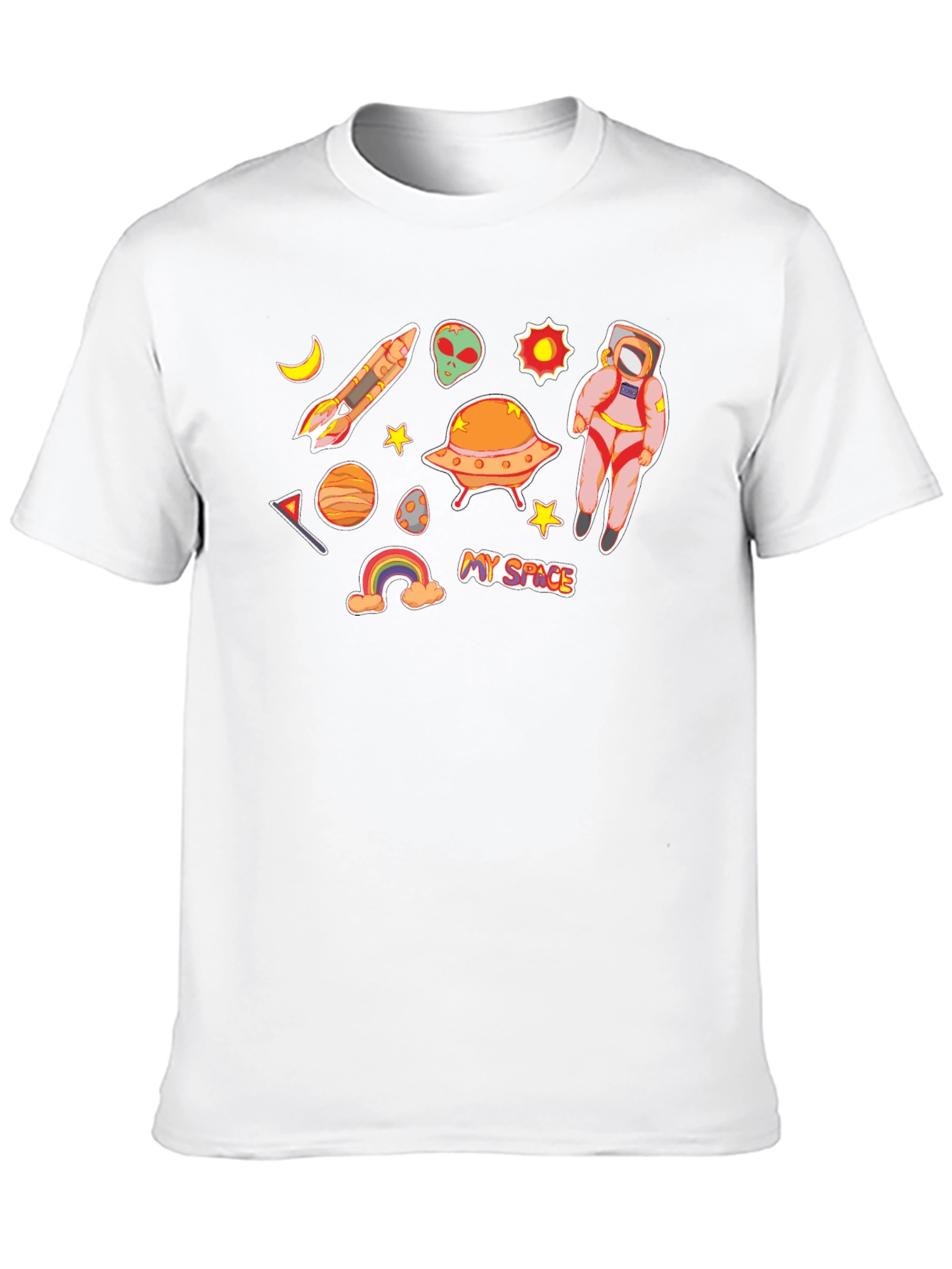 My Space Black T-Shirt Astronaut Alien UFO