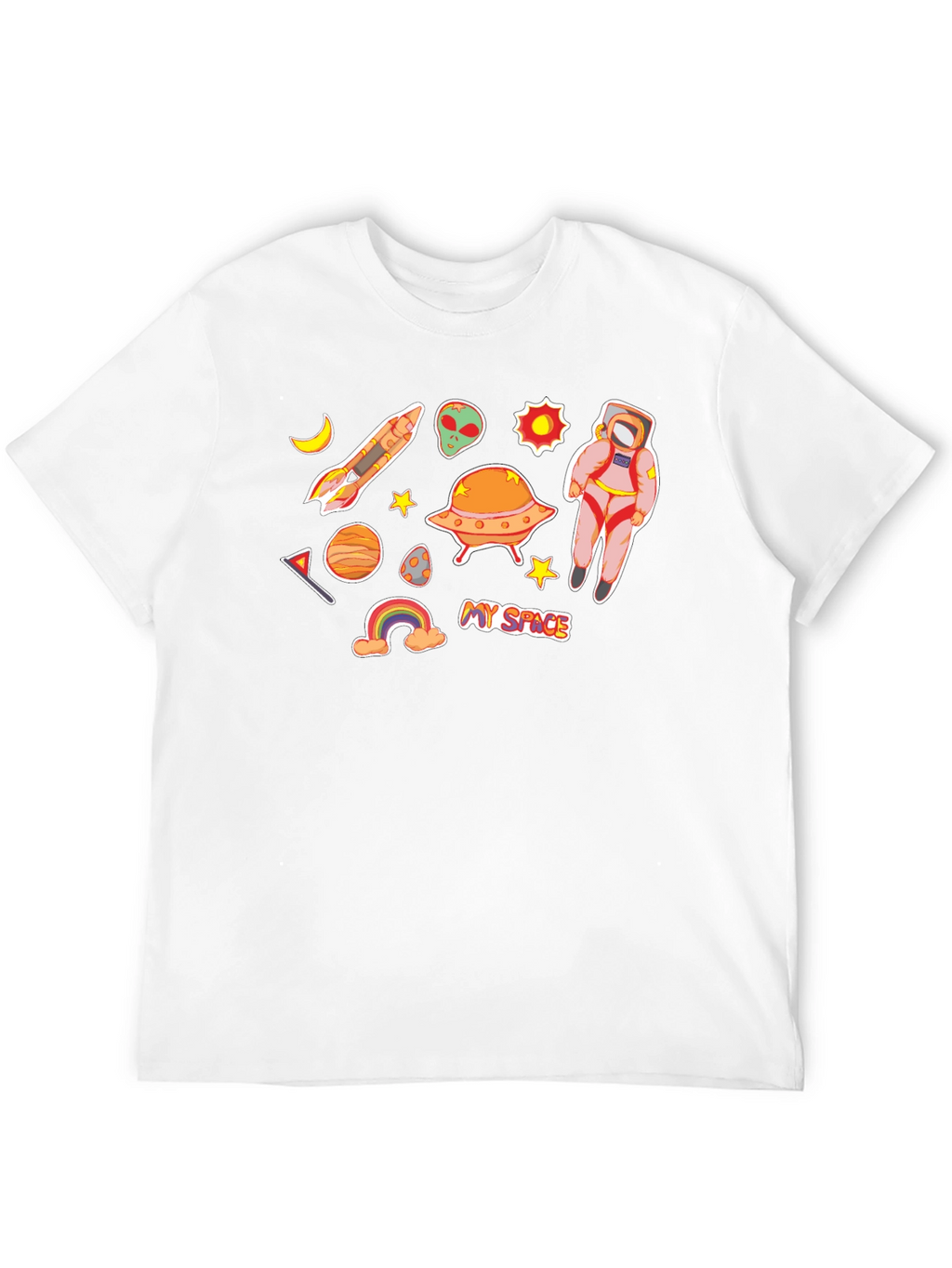 My Space Black T-Shirt Astronaut Alien UFO