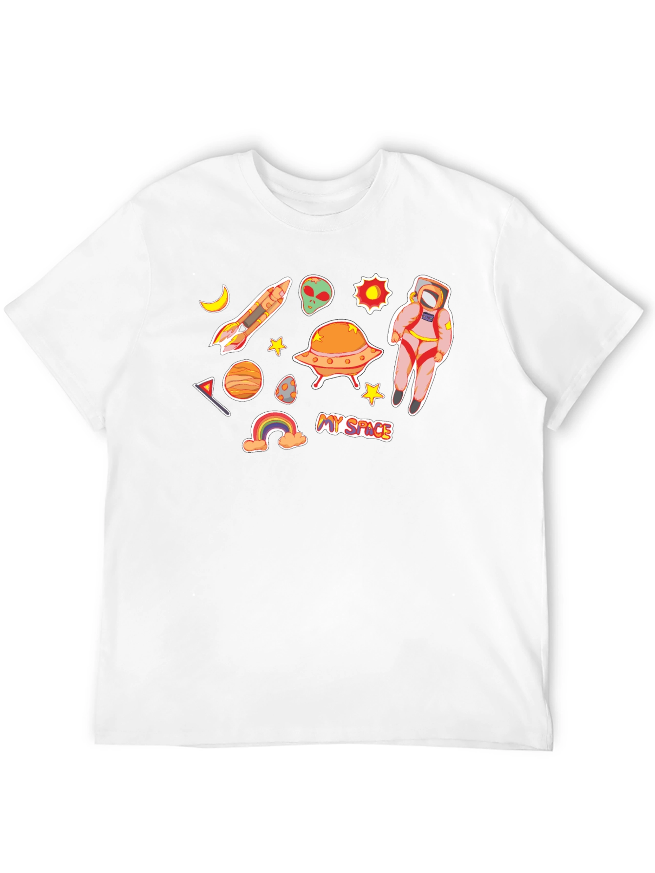 My Space Black T-Shirt Astronaut Alien UFO
