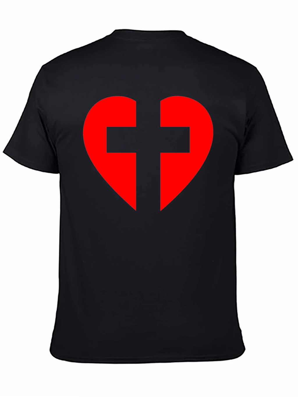 Heart Cross Graphic Tee - Black Cotton Blend T-Shirt