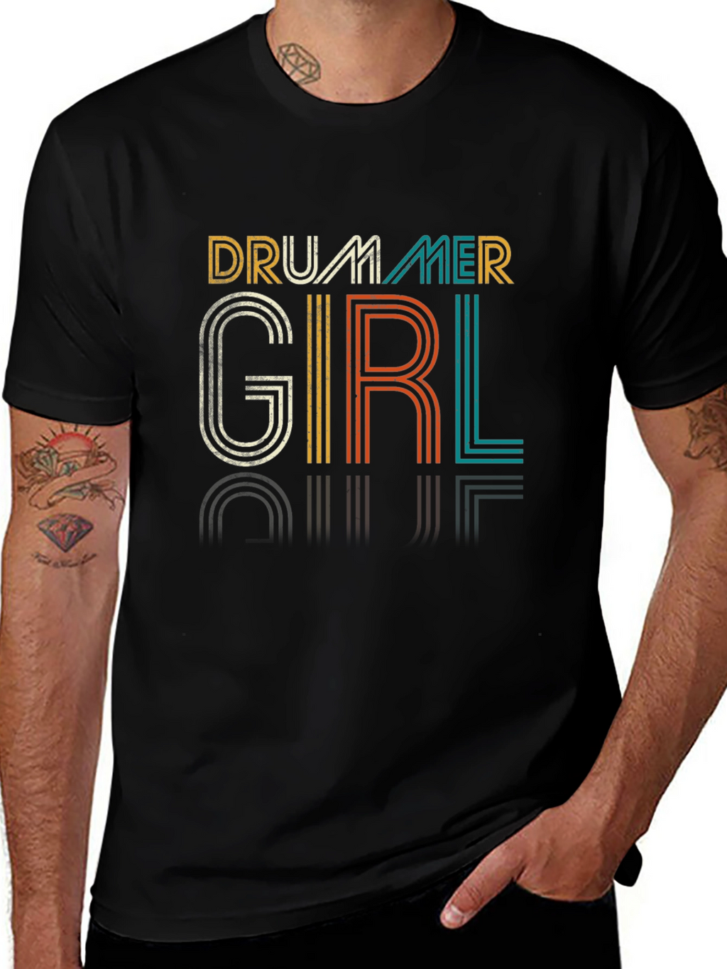 Drummer Girl Retro T-Shirt