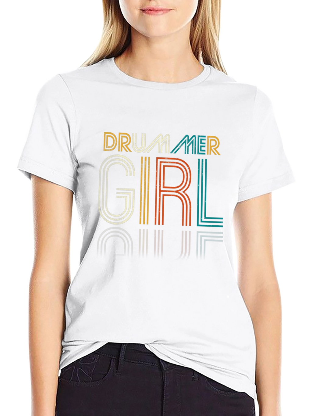 Drummer Girl Retro T-Shirt