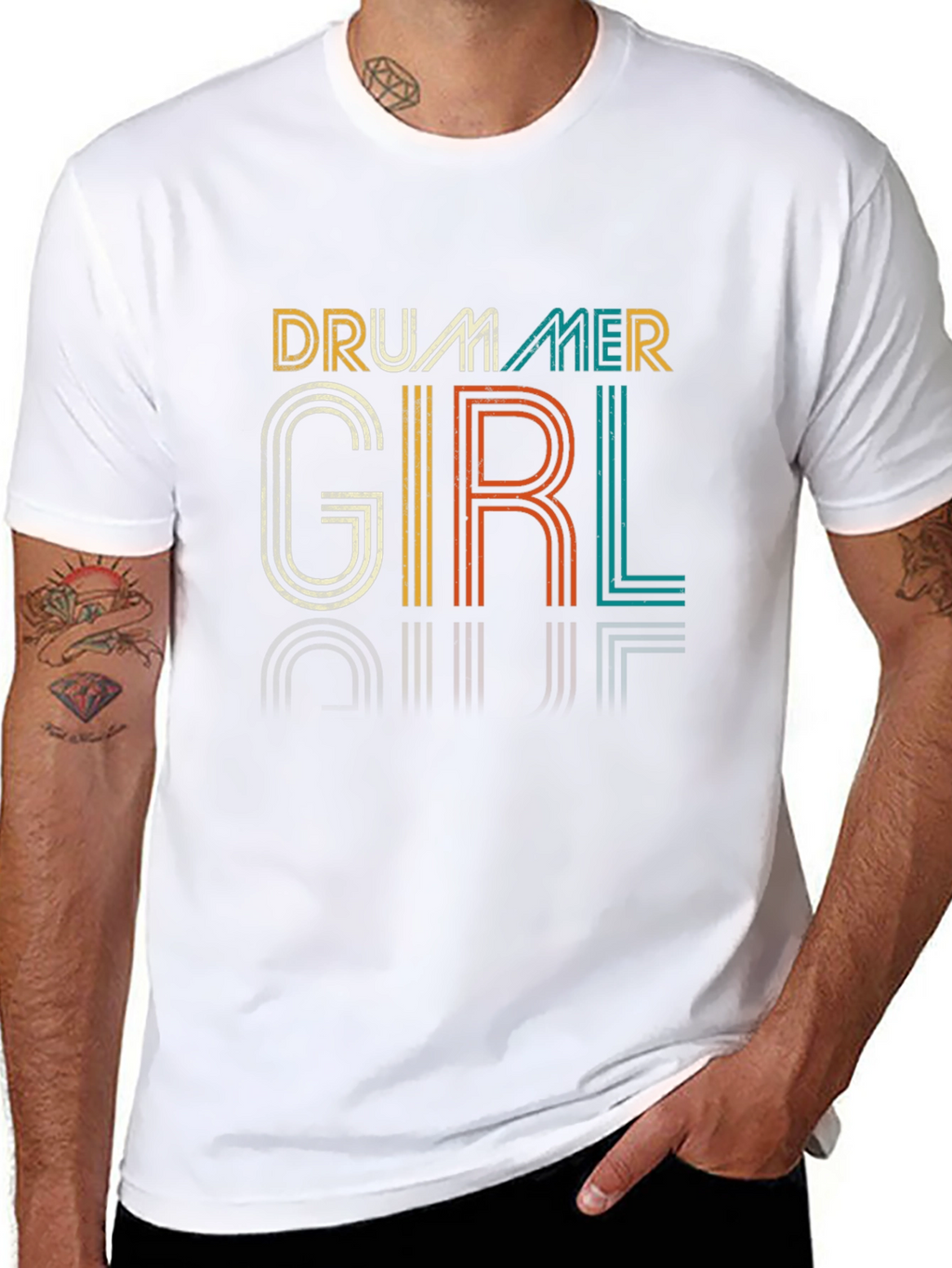 Drummer Girl Retro T-Shirt