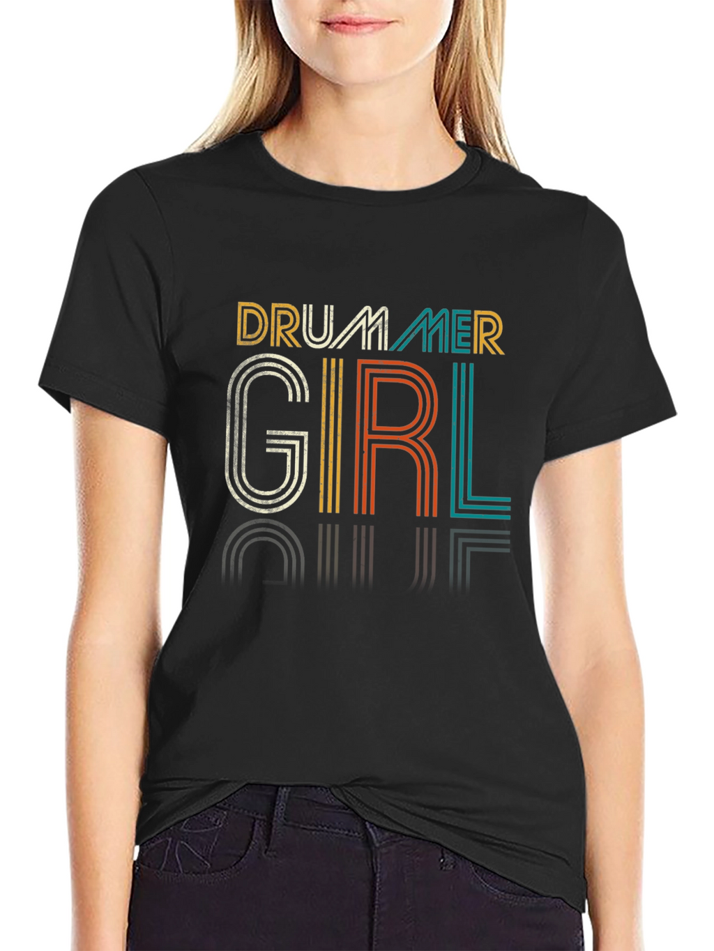 Drummer Girl Retro T-Shirt