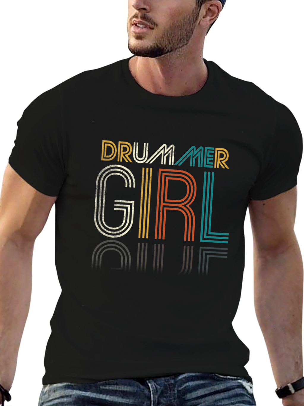 Drummer Girl Retro T-Shirt