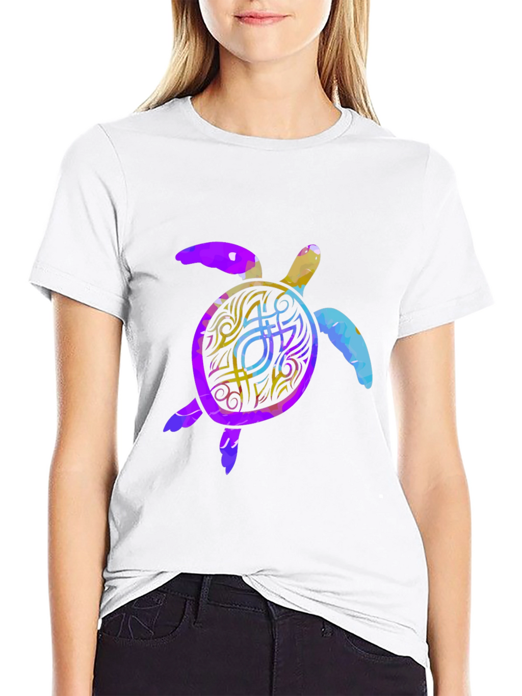 Turtle Graphic Print Mens Black T-Shirt