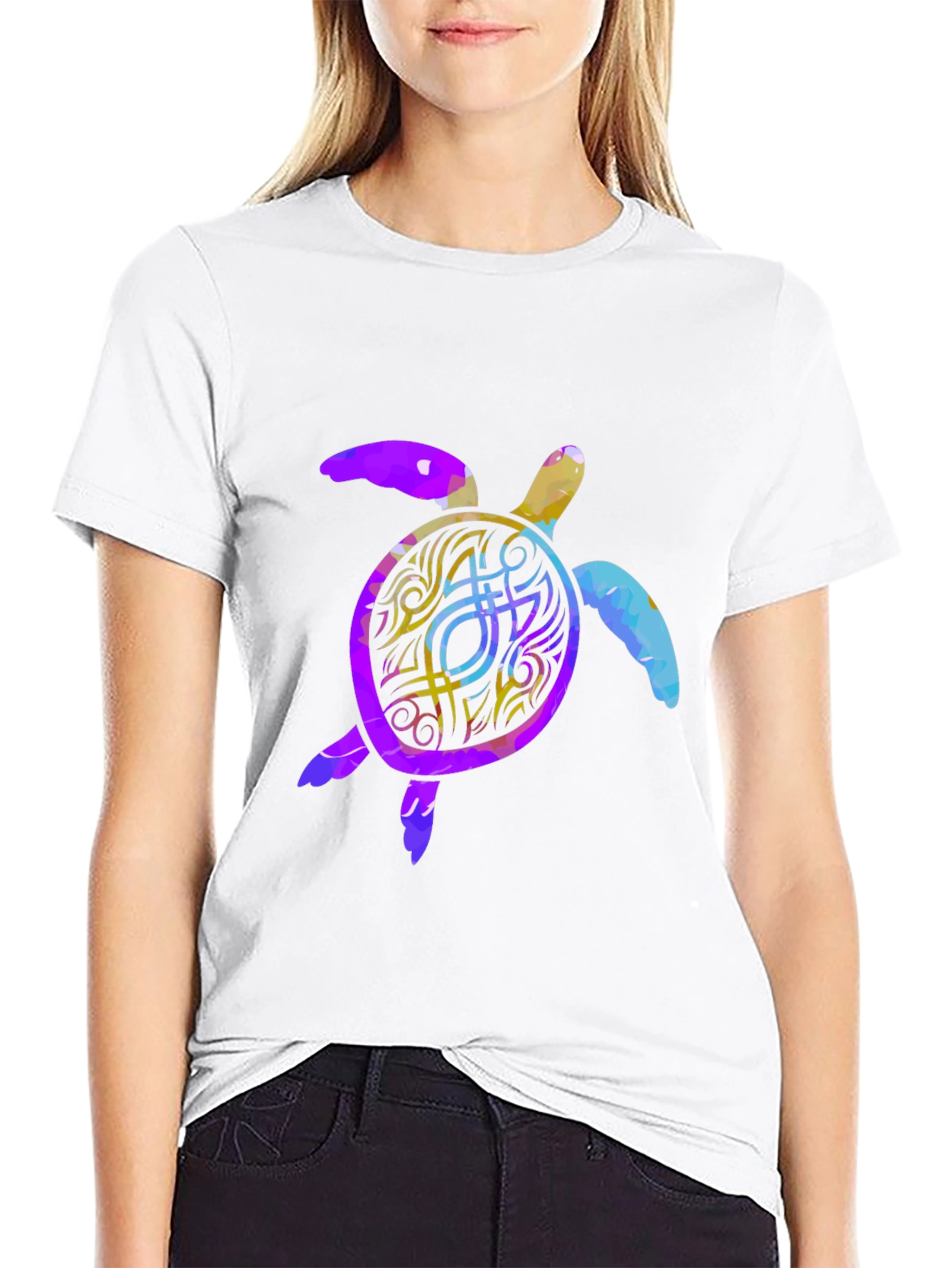 Turtle Graphic Print Mens Black T-Shirt
