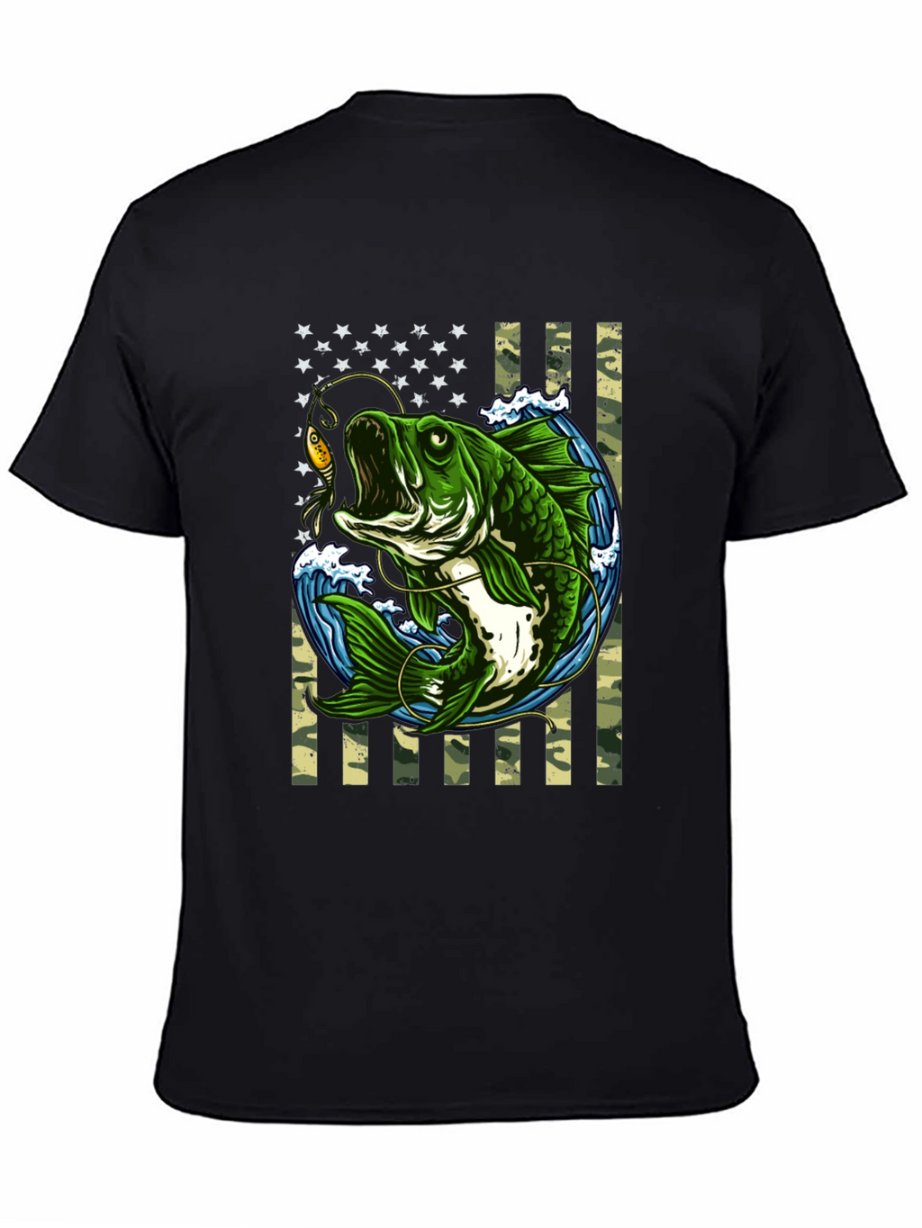 Bass Fishing American Flag T-Shirt
