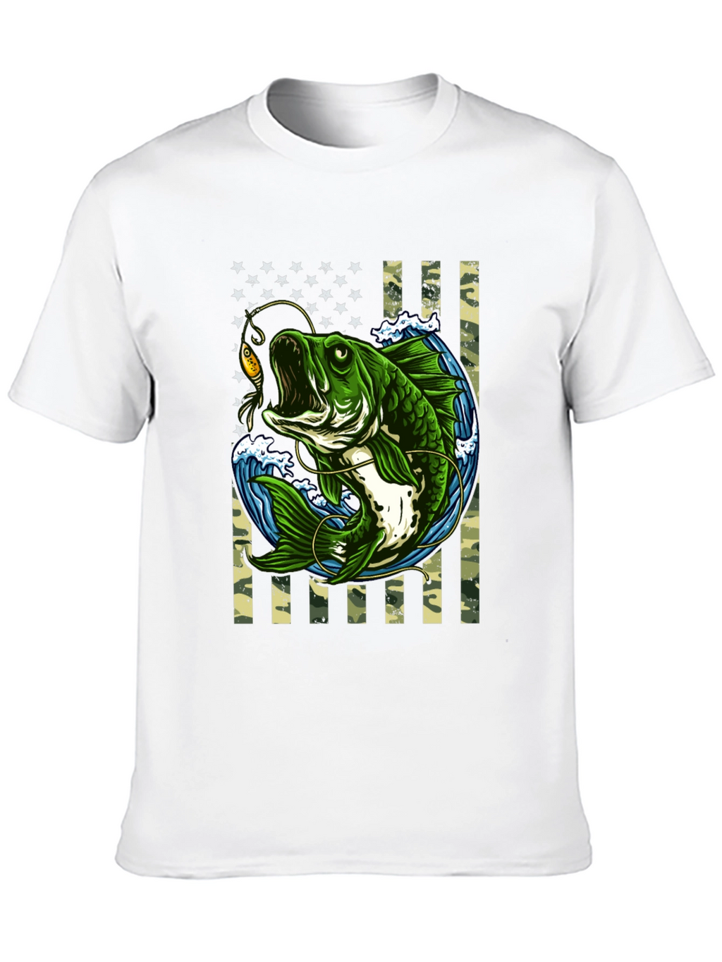 Bass Fishing American Flag T-Shirt
