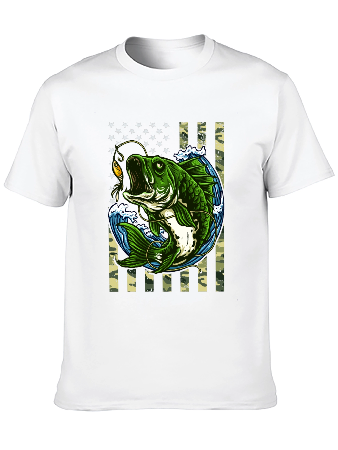 Bass Fishing American Flag T-Shirt