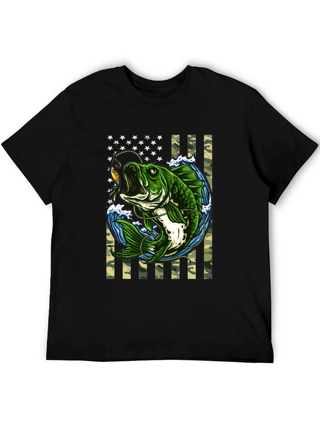 Bass Fishing American Flag T-Shirt