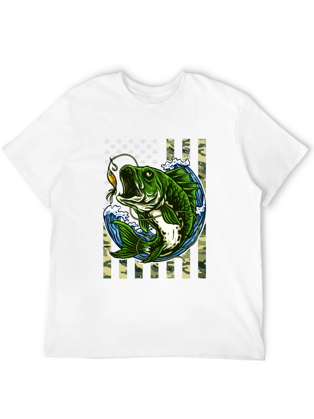 Bass Fishing American Flag T-Shirt