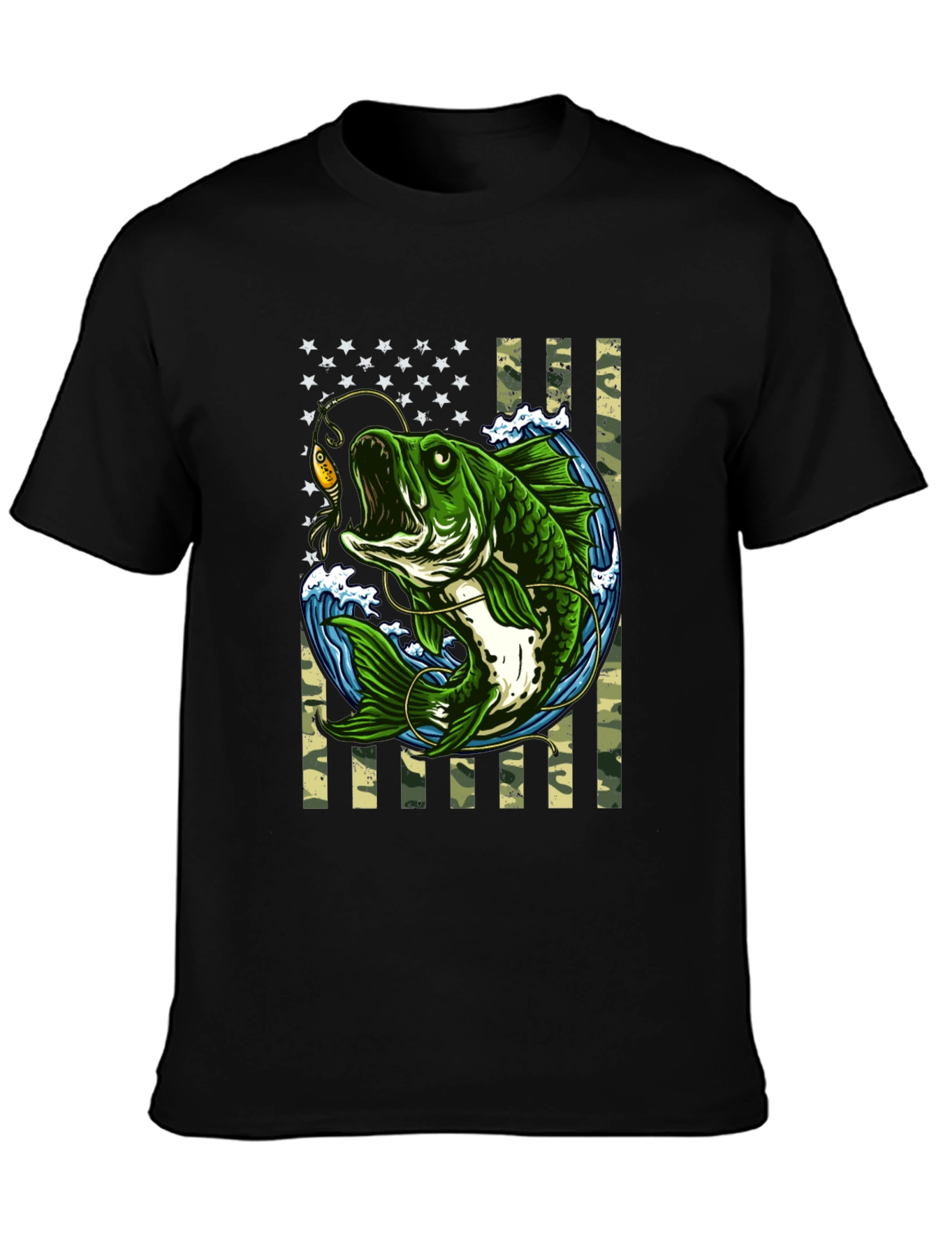 Bass Fishing American Flag T-Shirt