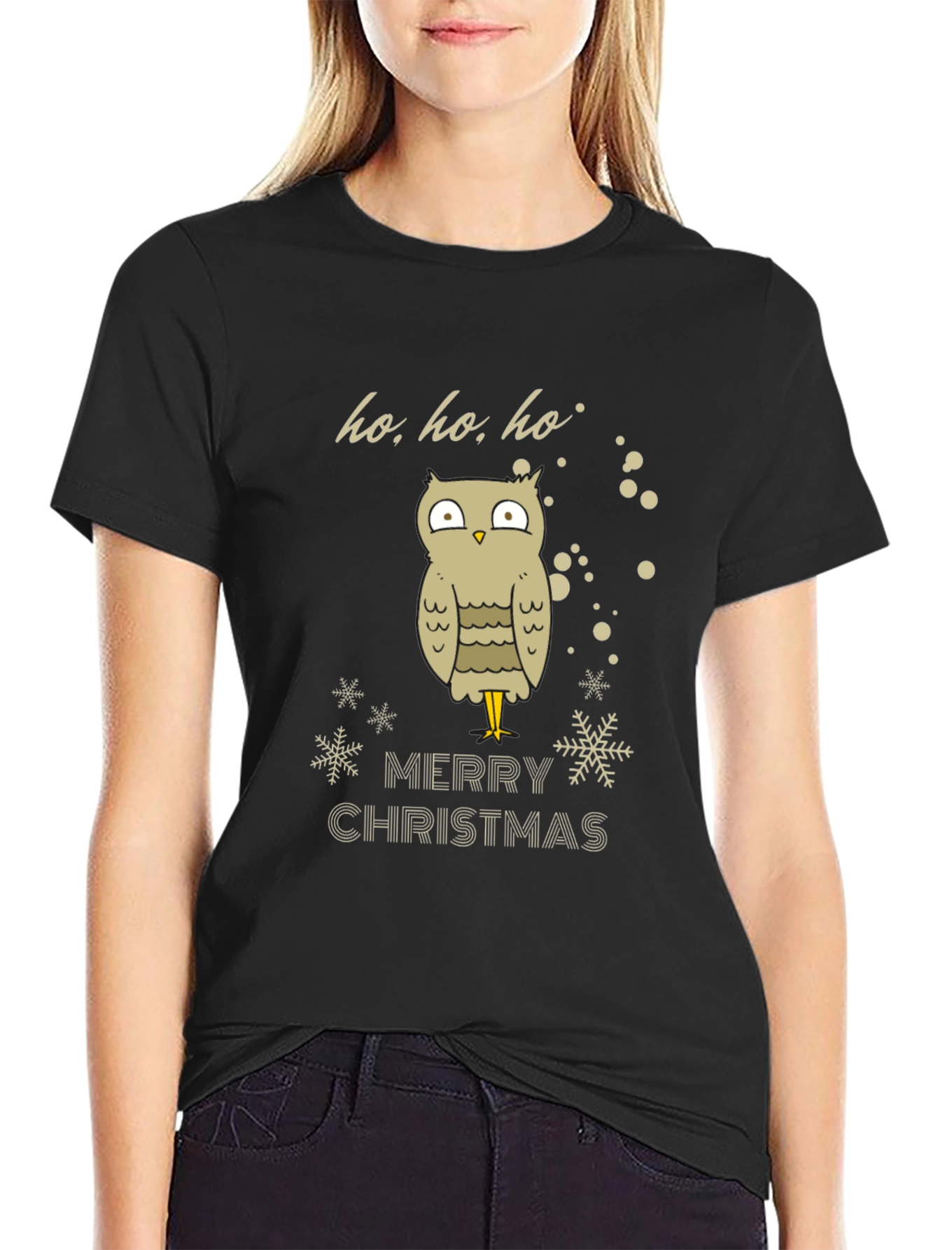 Festive Owl Merry Christmas Graphic Tee