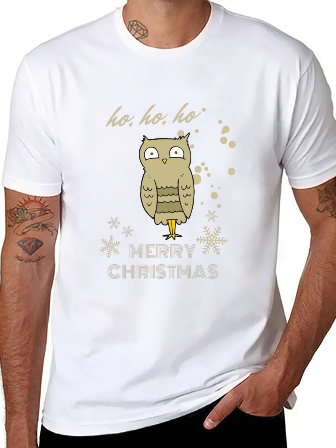 Festive Owl Merry Christmas Graphic Tee