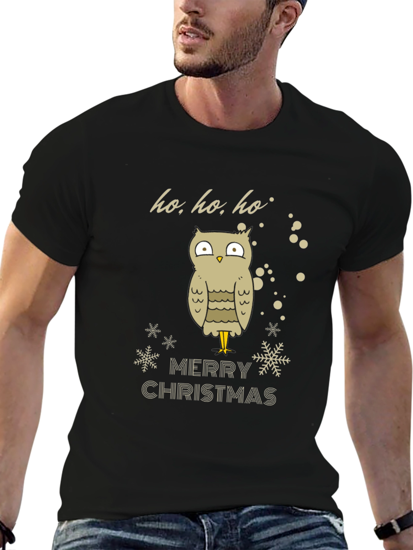 Festive Owl Merry Christmas Graphic Tee