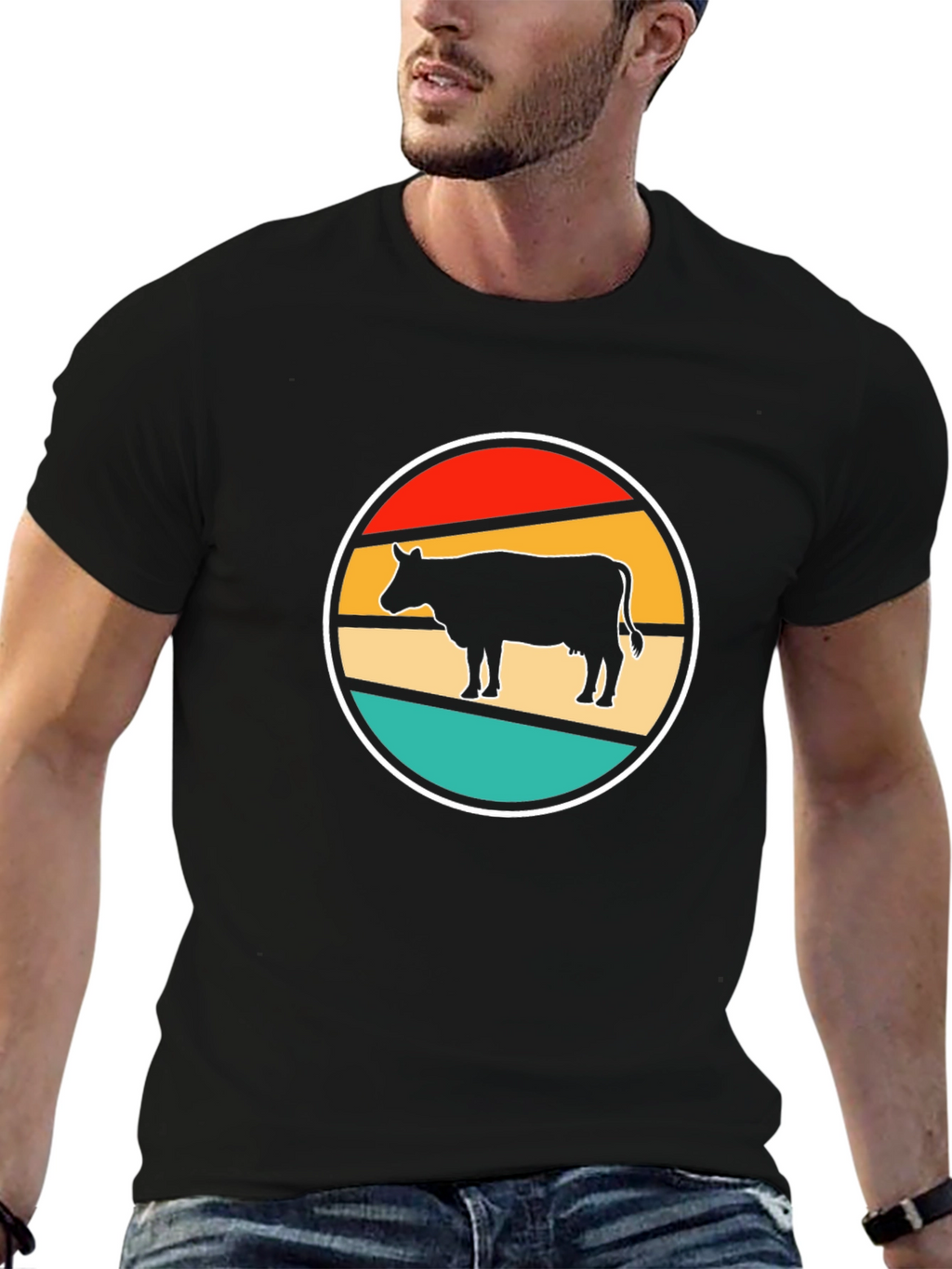 Retro Cow T-Shirt - Farm Animal Graphic Tee