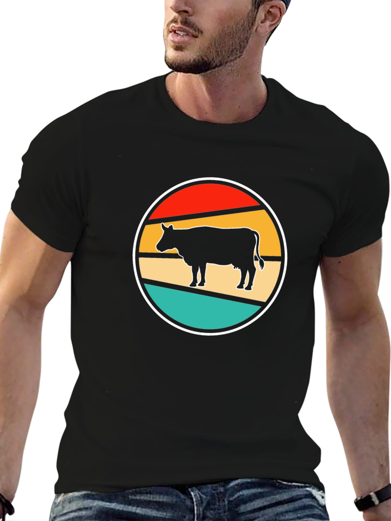 Retro Cow T-Shirt - Farm Animal Graphic Tee