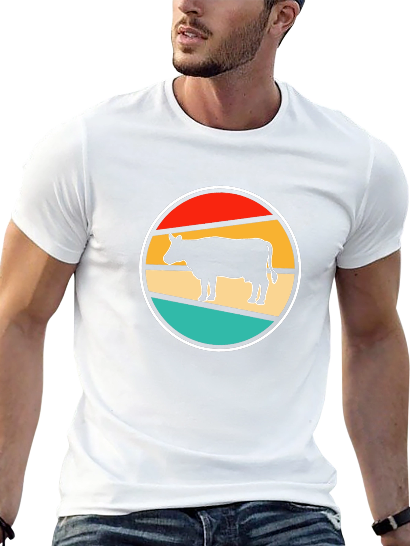 Retro Cow T-Shirt - Farm Animal Graphic Tee