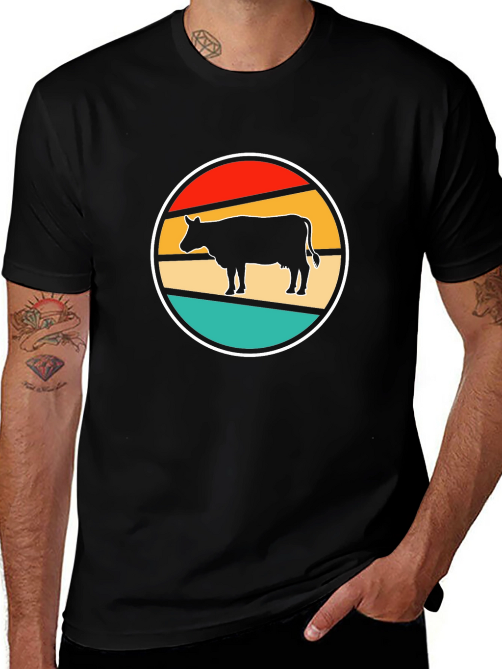 Retro Cow T-Shirt - Farm Animal Graphic Tee