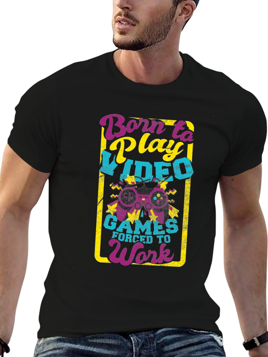Born to Play Video Games Black T-Shirt