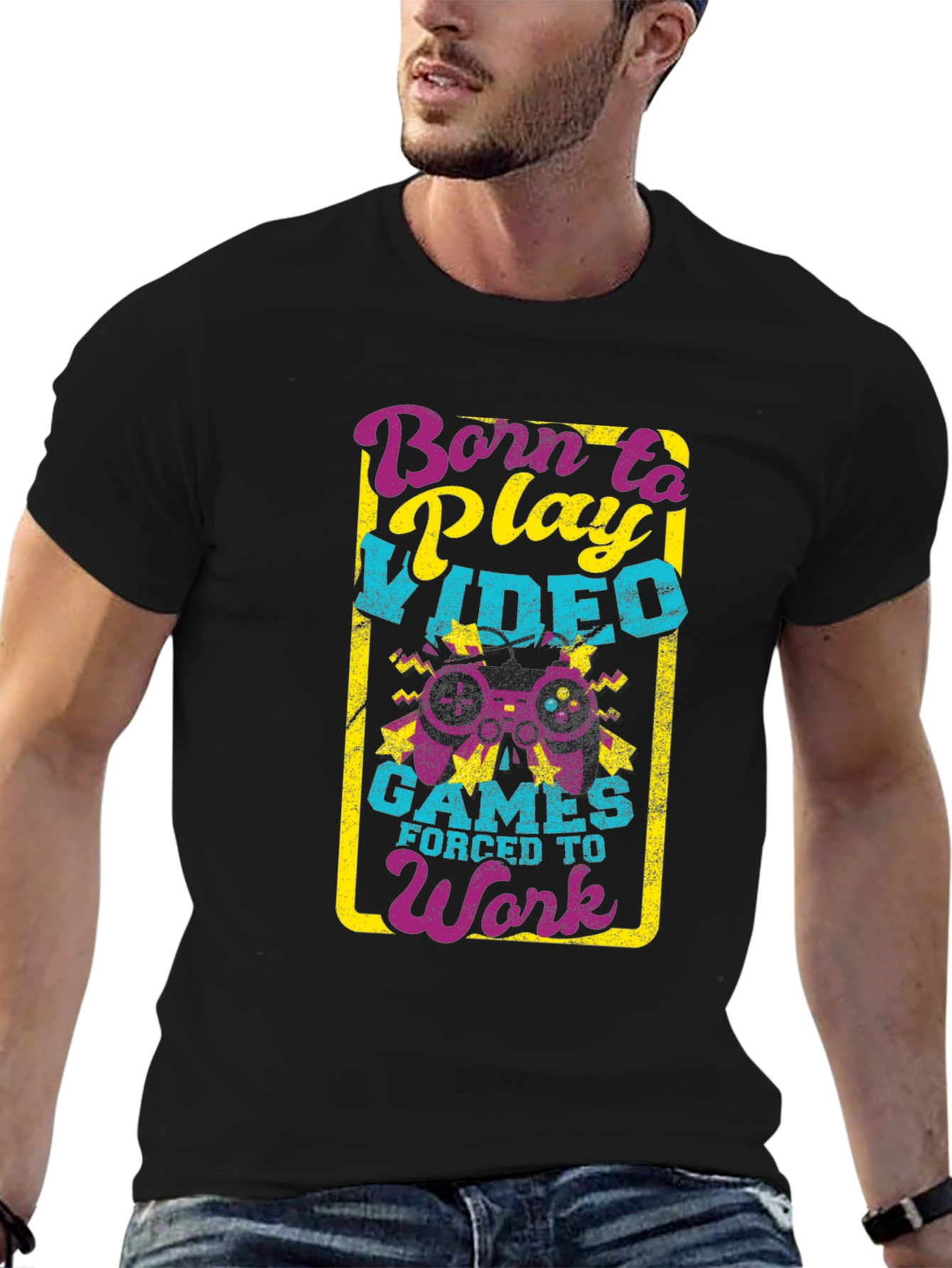 Born to Play Video Games Black T-Shirt