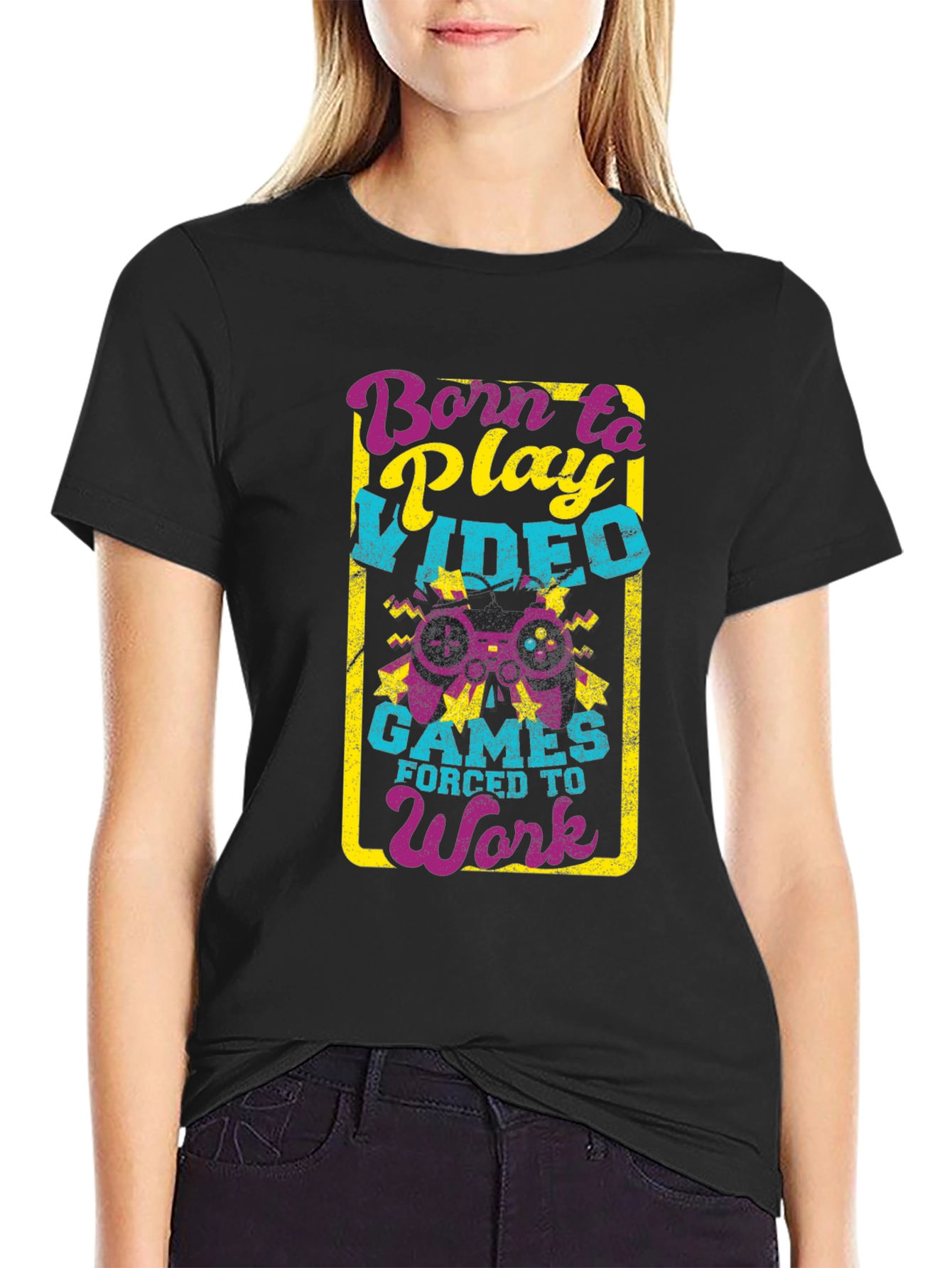 Born to Play Video Games Black T-Shirt