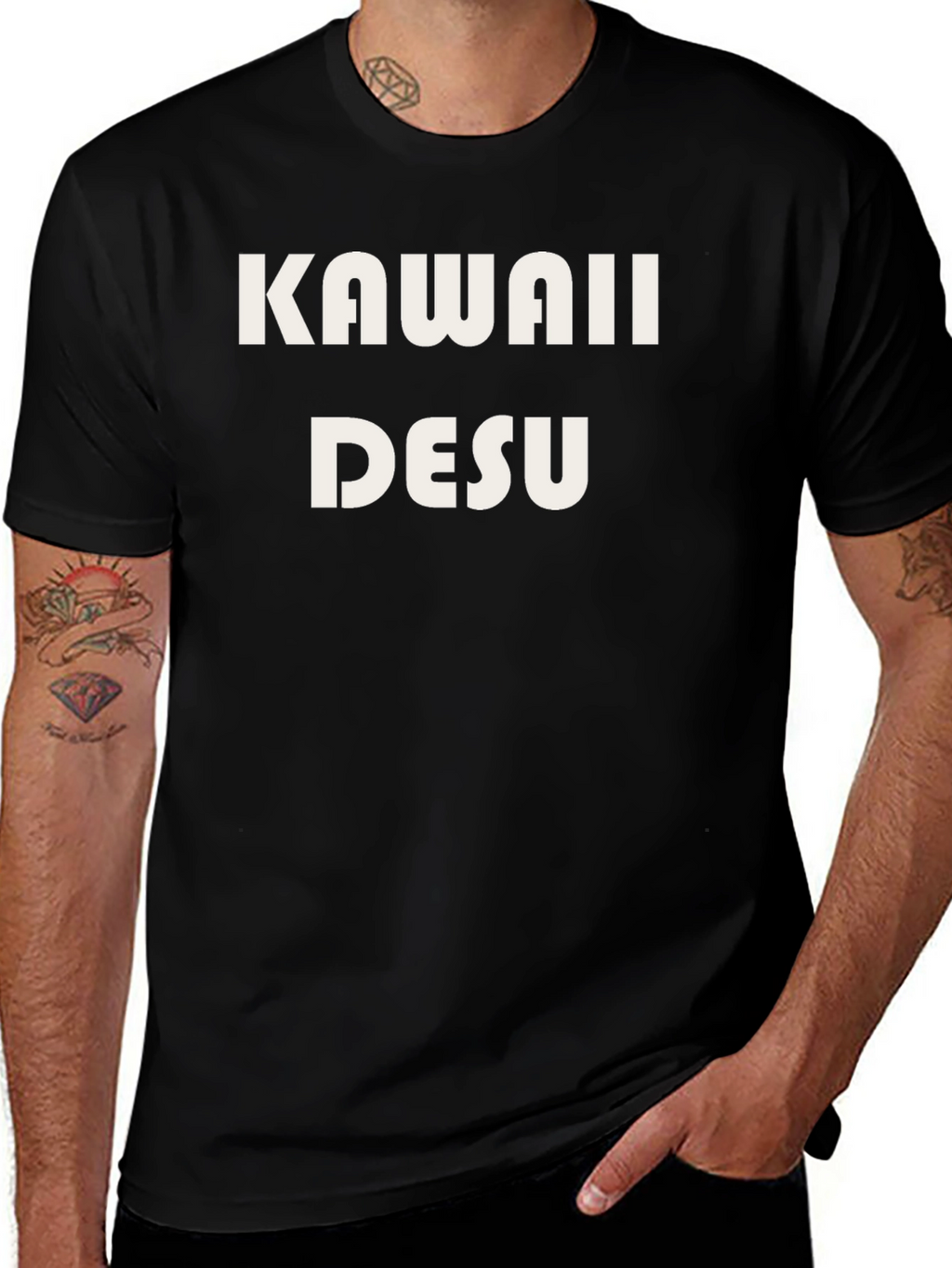 Kawaii Desu Black Tee - Anime Inspired Fashion