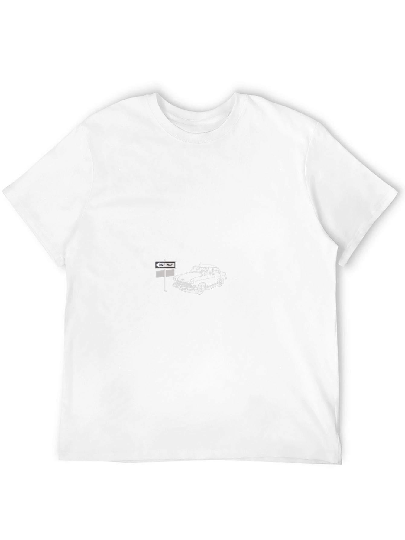 Classic Car & One Way Sign Black T-Shirt