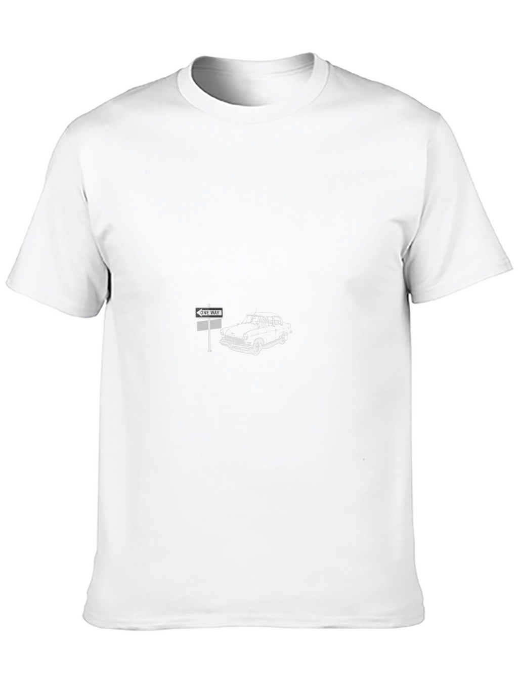Classic Car & One Way Sign Black T-Shirt