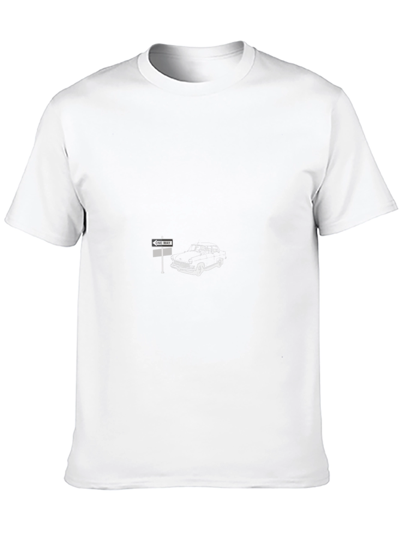 Classic Car & One Way Sign Black T-Shirt