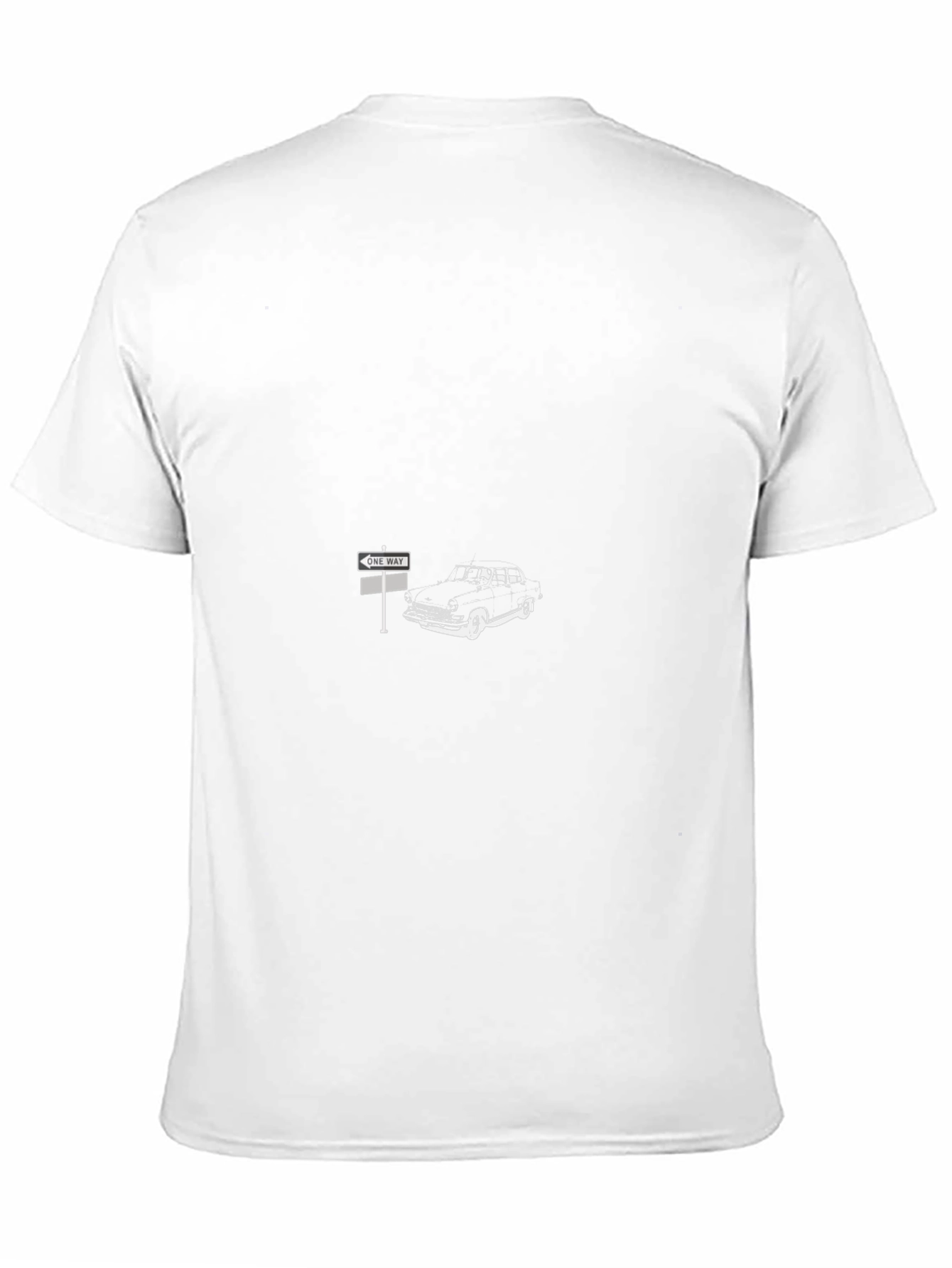 Classic Car & One Way Sign Black T-Shirt
