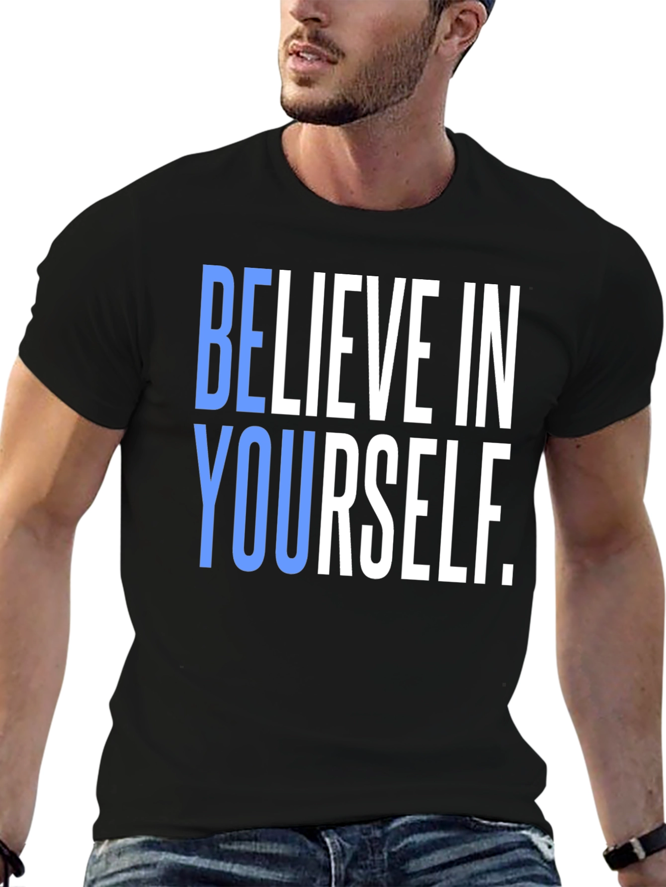 Believe In Yourself Graphic Tee - Black Cotton T-Shirt