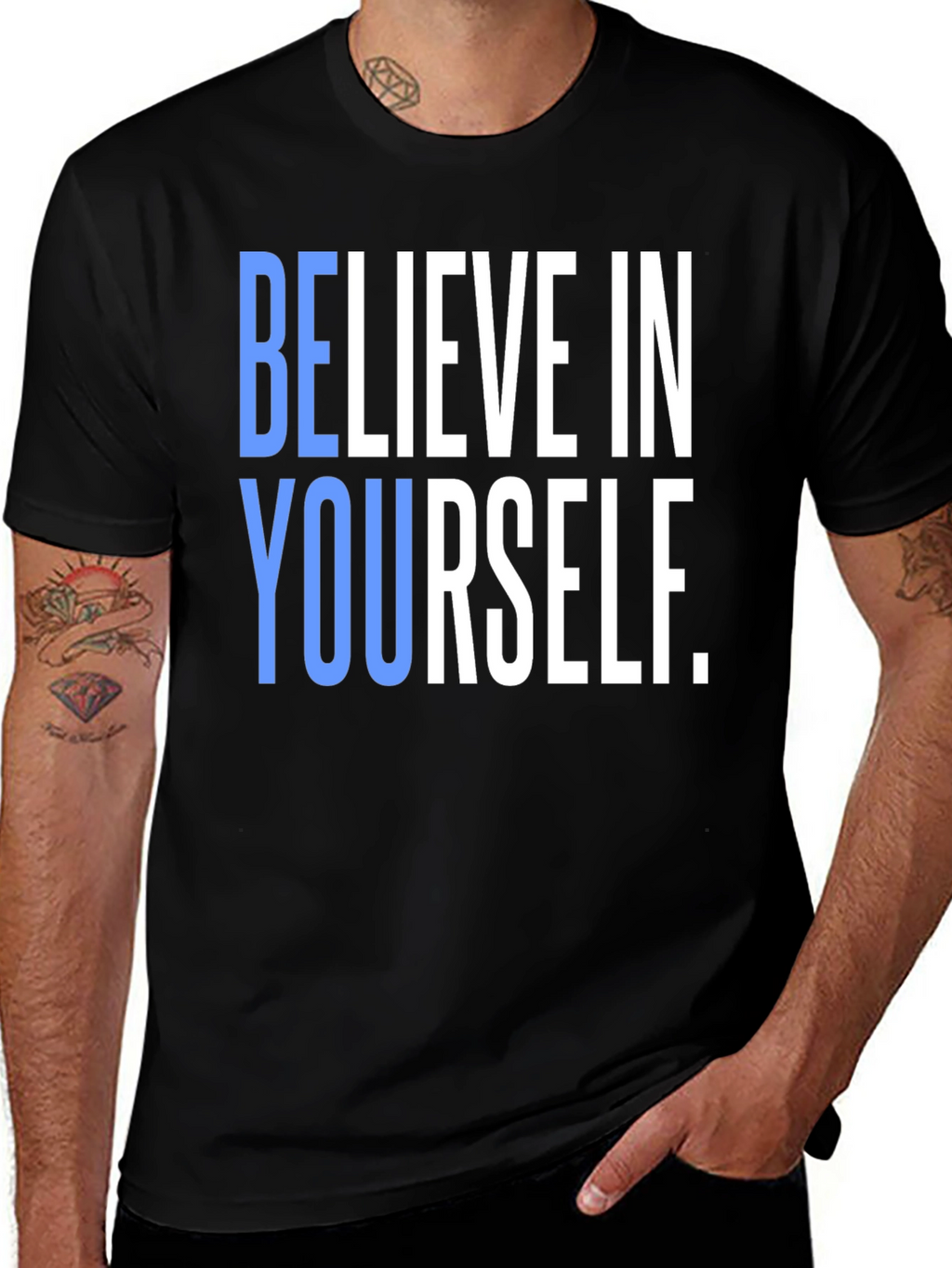 Believe In Yourself Graphic Tee - Black Cotton T-Shirt