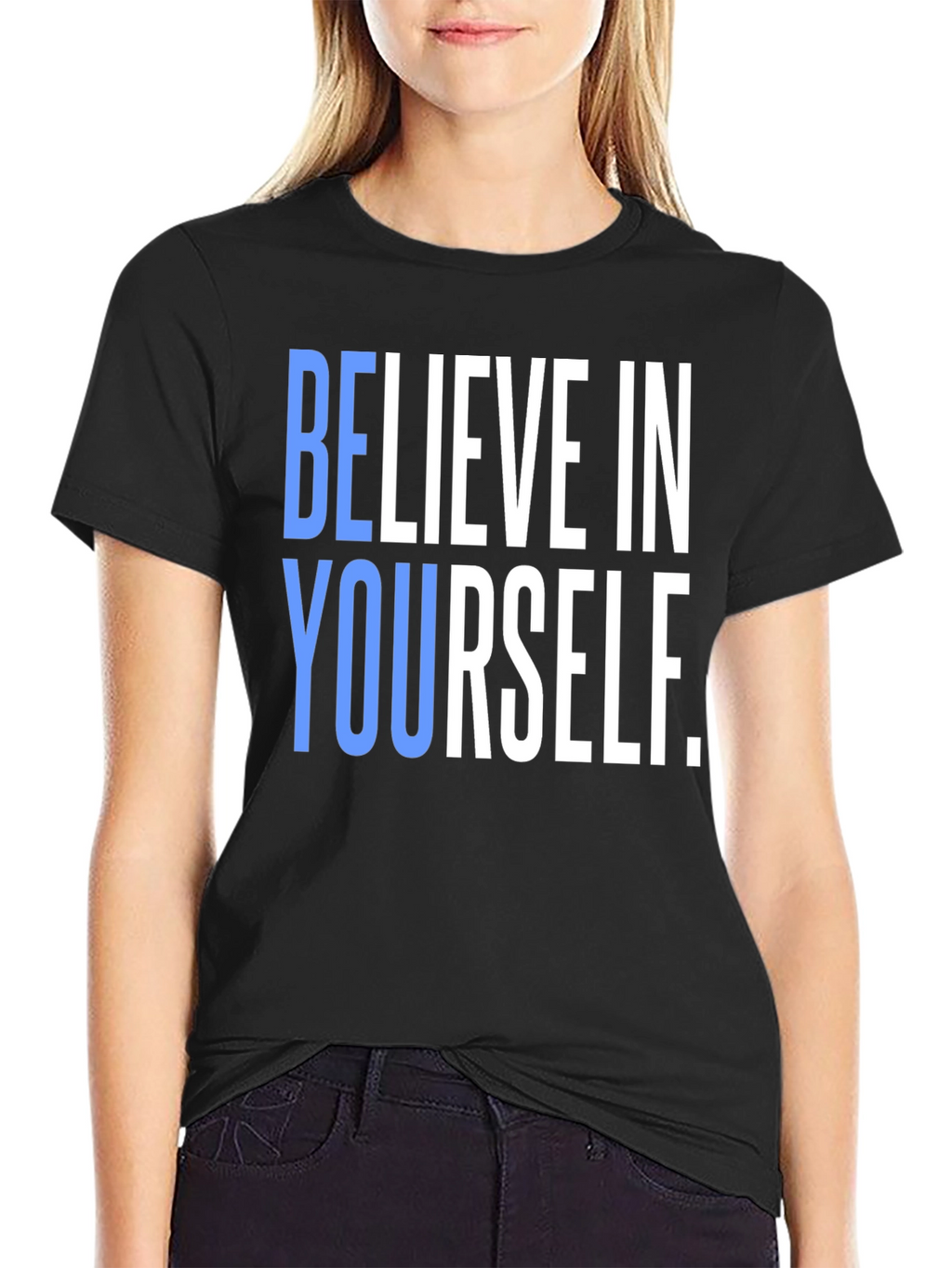 Believe In Yourself Graphic Tee - Black Cotton T-Shirt