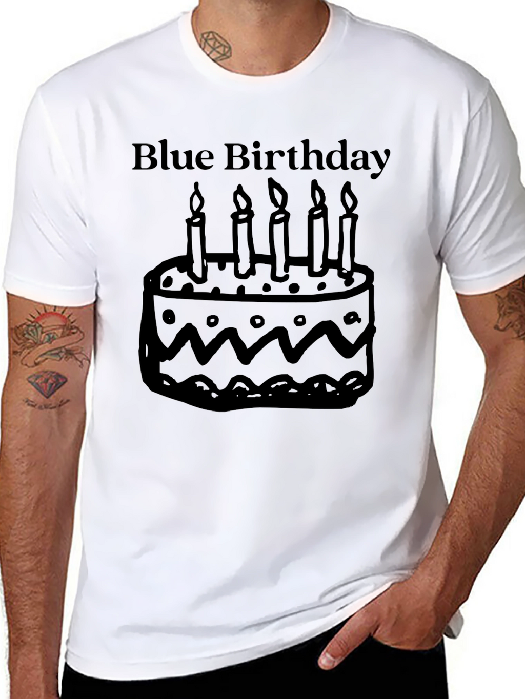 Blue Birthday Cake Graphic T-Shirt