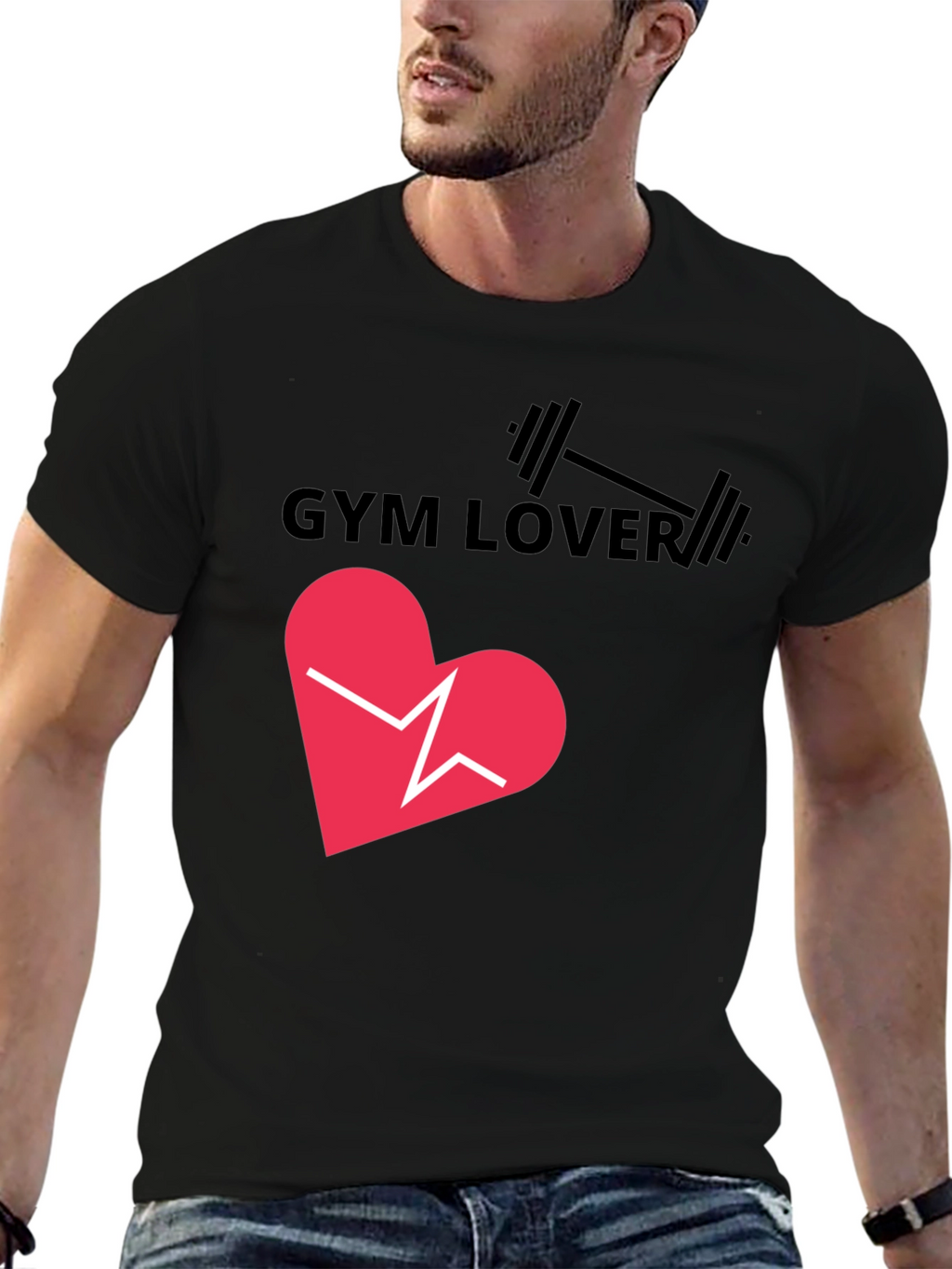 Gym Lover Graphic T-Shirt - Heartbeat Design