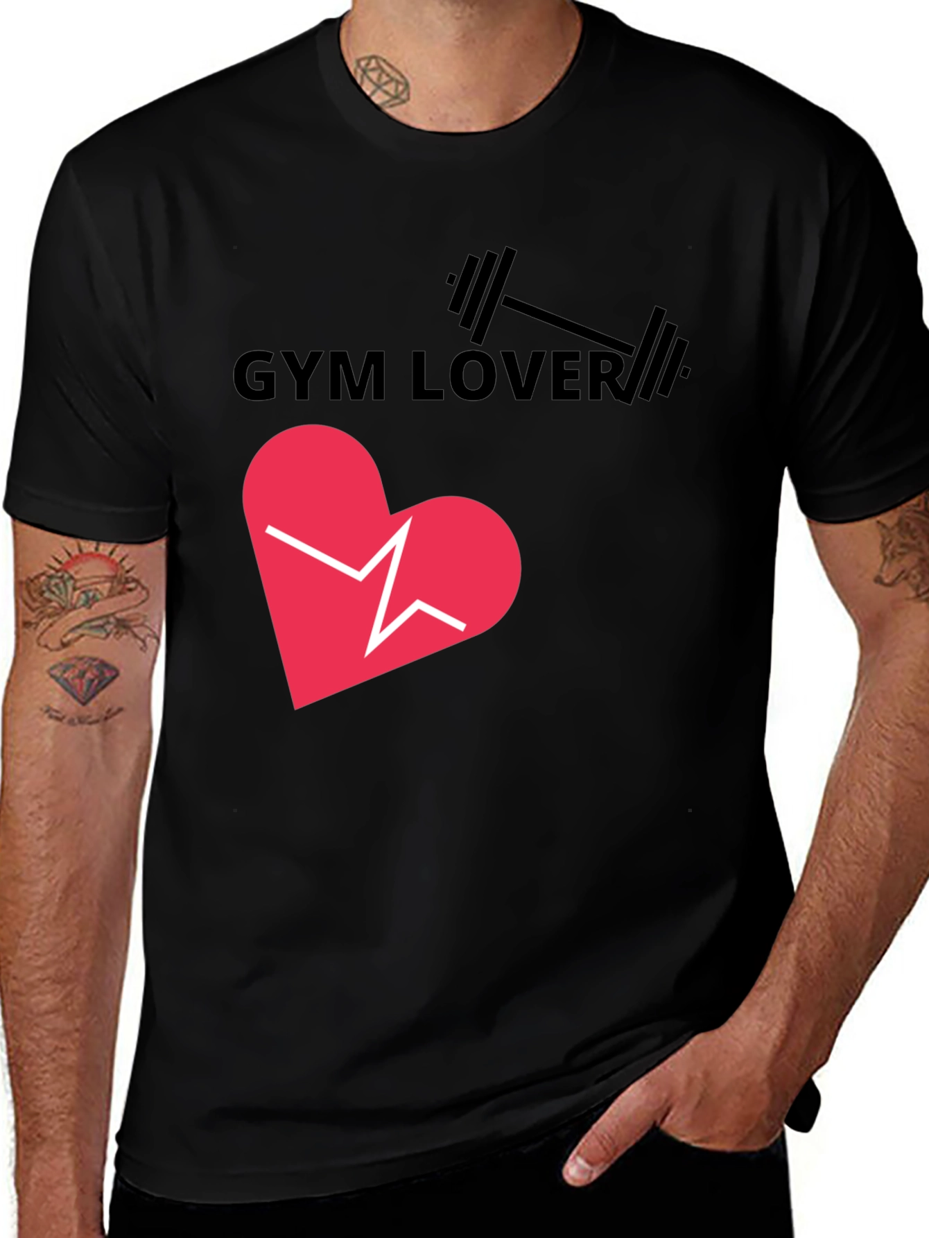 Gym Lover Graphic T-Shirt - Heartbeat Design