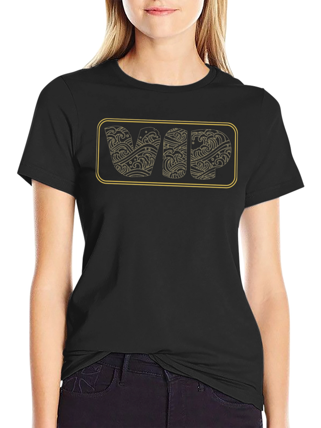 VIP Wave Design Black T-Shirt