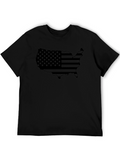 American Flag Map T-Shirt - Patriotic Black Tee