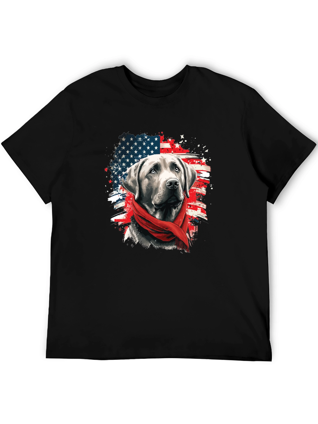 Patriotic Dog Graphic Tee - American Flag Labrador T-Shirt