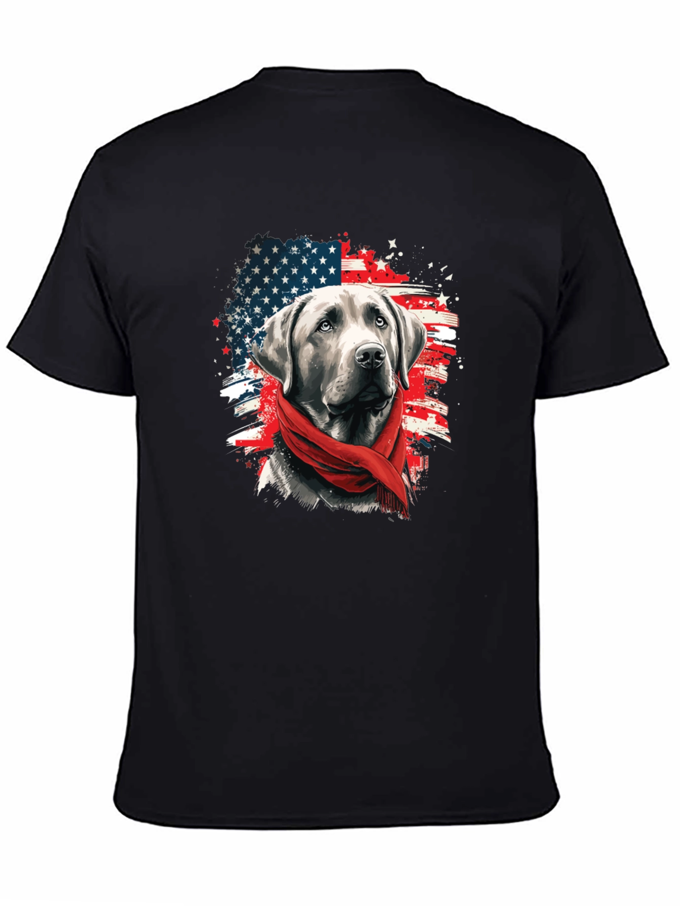 Patriotic Dog Graphic Tee - American Flag Labrador T-Shirt