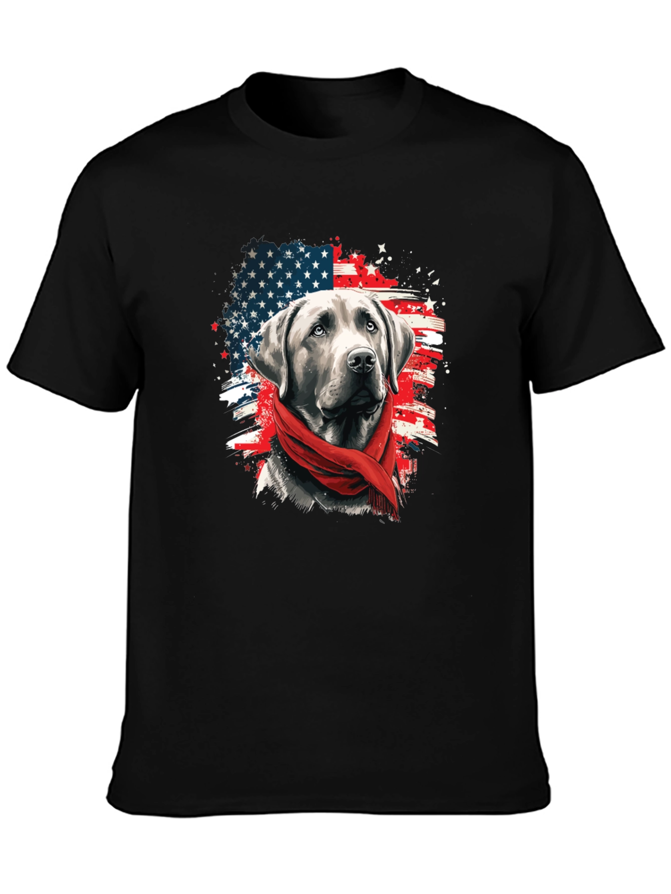 Patriotic Dog Graphic Tee - American Flag Labrador T-Shirt