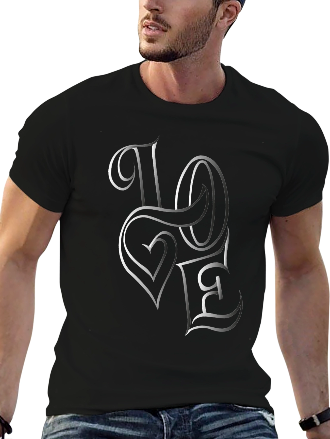 Love Graphic Tee - Stylish Black Cotton T-Shirt