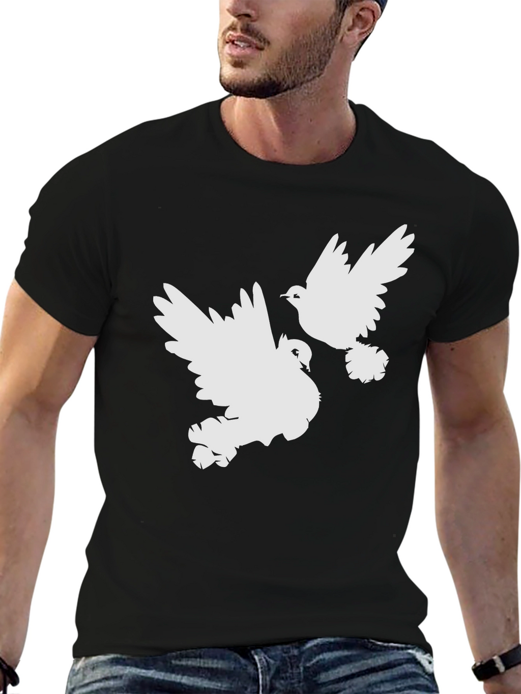 Doves Graphic Tee - Black Cotton Comfort