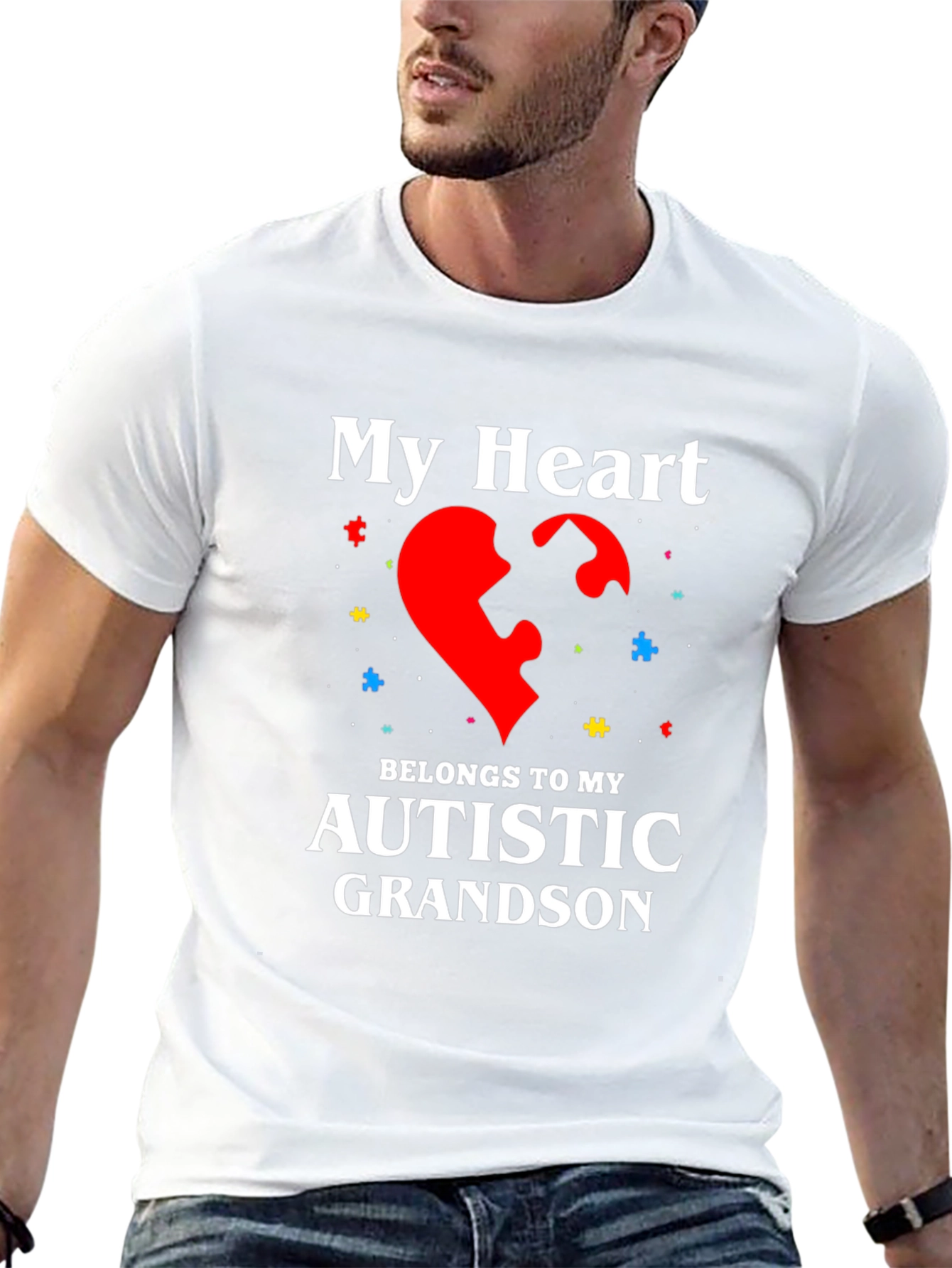 Autism Awareness Heart Grandson T-Shirt
